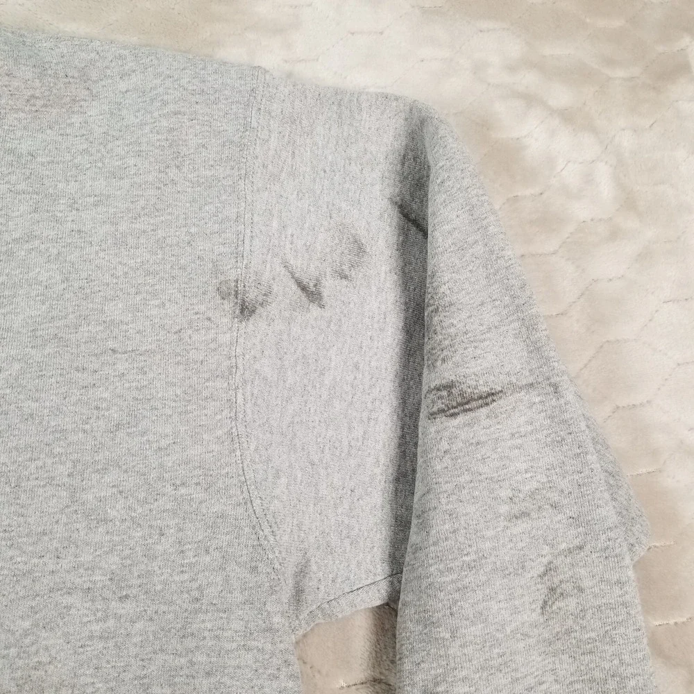 Rare VTG NIKE Big Swoosh Crewneck Sweatshirt 90s USA Made Sz Large STAINED‎ Look